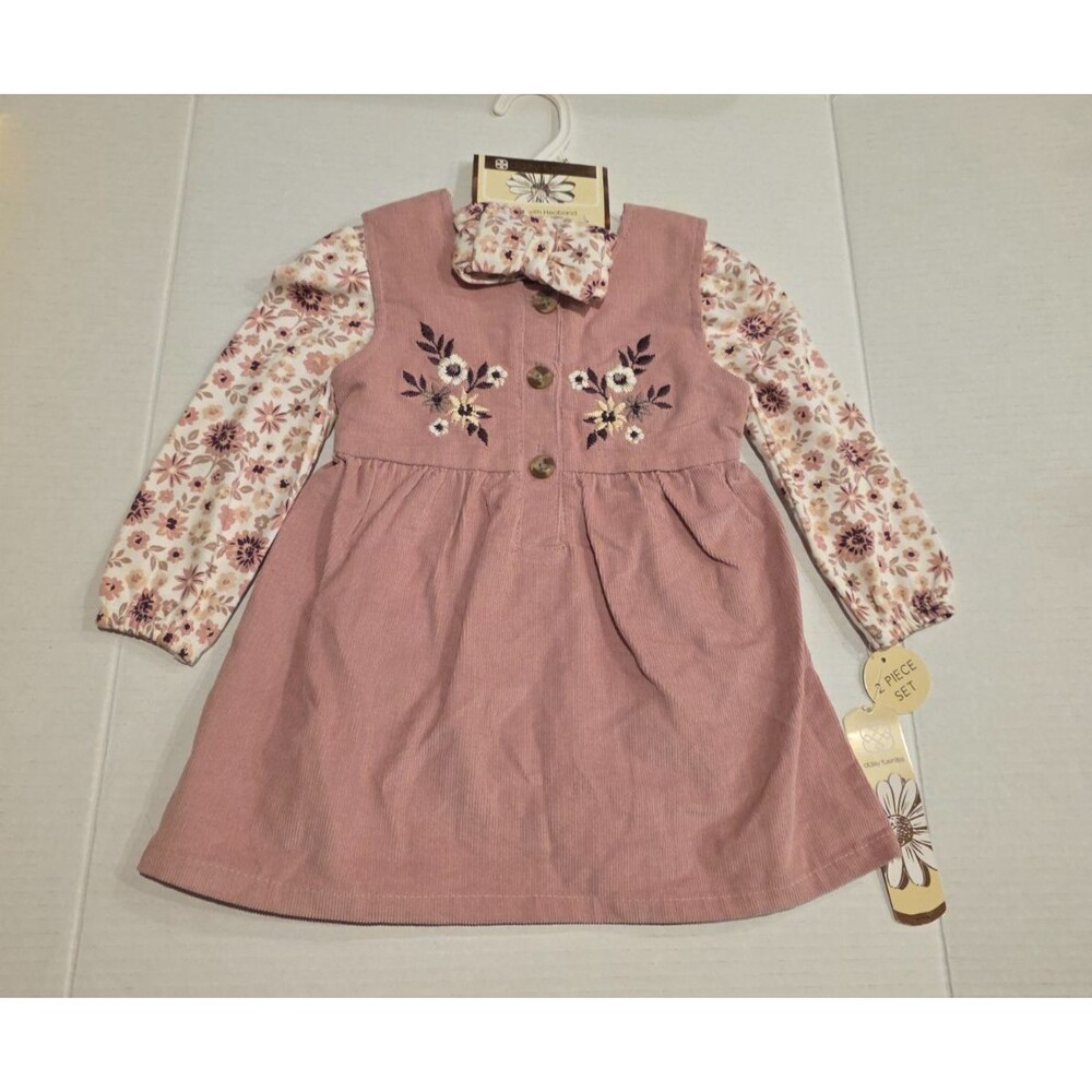 Daisy Fuentes 2 Piece Pink Floral Dress With Headband Size 24 Months New w/ Tags